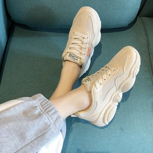 White PU Leather Sneakers 2019